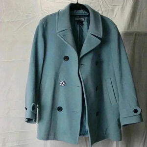 Lands' End 100% Wool Vintage dusty blue Jacket Coat women's 10-12 winter